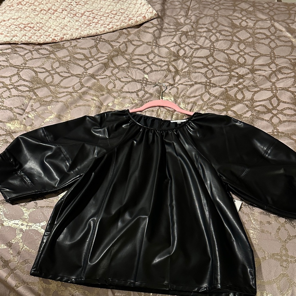 Calvin Klein Black Leather-Look Top